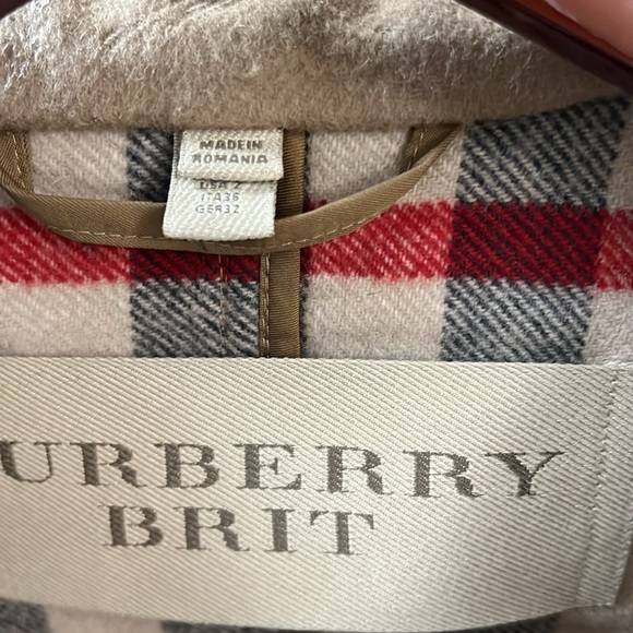 EUC Burberry Brit wool longer coat with hood size 2 - Picture 2 of 9